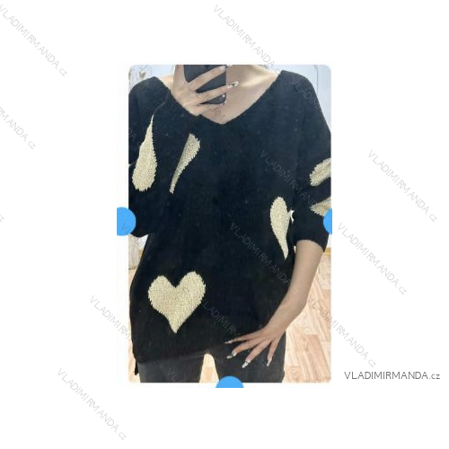 Svetr pletený dlouhý rukáv dámský (S/M ONE SIZE) ITALSKÁ MÓDA IMWAE233964/DR S/M Černá