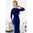 404-8 Shiny dress with a neckline and a slit on the leg - blue with glitter