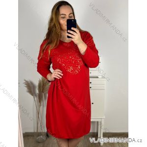 Šaty dlouhý rukáv dámské nadrozměr (3XL/4XL ONE SIZE) ITALSKÁ MÓDA IMWQ231167