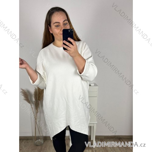 Tunic oversize long sleeve women's oversized (2XL / 3XL ONE SIZE) ITALIAN FASHION IM321551 white 3xl / 4xl