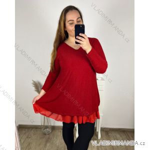 Tunika elegantní třpytivé dlouhý rukáv dámské nadorzměr (2XL/3XL ONE SIZE) ITALSKá MóDA IMC23AMELIA/DUR