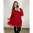 Šaty elegantní třpytivé dlouhý rukáv dámské nadorzměr (2XL/3XL ONE SIZE) ITALSKá MóDA IMC23AMELIA/DUR 2XL/3XL červená