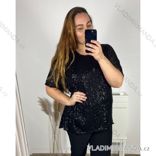 Women's Plus Size Long Sleeve Short Sleeve Tunic (3XL/4XL ONE SIZE) ITALIAN FASHION IMC23STREET 2XL/3XL black