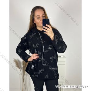 Mikina dlouhý rukáv dámské nadrozměr (3XL/4XL ONE SIZE) ITALSKá MóDA IM423742/DU