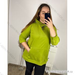 Mikina oversize teplá s kapucňou dlhý rukáv dámska nadrozmer (3XL/4XL ONE SIZE) TALIANSKA MÓDA IM423TEILA/DR