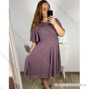 Šaty společenské elegantní šifonové krátký rukáv dámské nadrozměr (XL/2XL/3XL ONE SIZE) ITALSKÁ MÓDA IMM2380735