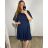 Šaty společenské elegantní šifonové krátký rukáv dámské nadrozměr (XL/2XL/3XL ONE SIZE) ITALSKÁ MÓDA IMM2380735/DUR Barva   královská modrá Velikost   XL/2XL