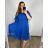 Šaty společenské elegantní šifonové krátký rukáv dámské nadrozměr (XL/2XL/3XL ONE SIZE) ITALSKÁ MÓDA IMM2380735/DUR Barva   královská modrá Velikost   XL/2XL