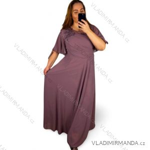 Šaty plesové dlhé elegantné spoločenské krátky rukáv dámske nadrozmer (XL/2XL ONE SIZE) TALIANSKA MÓDA IMM2380736PL/DR