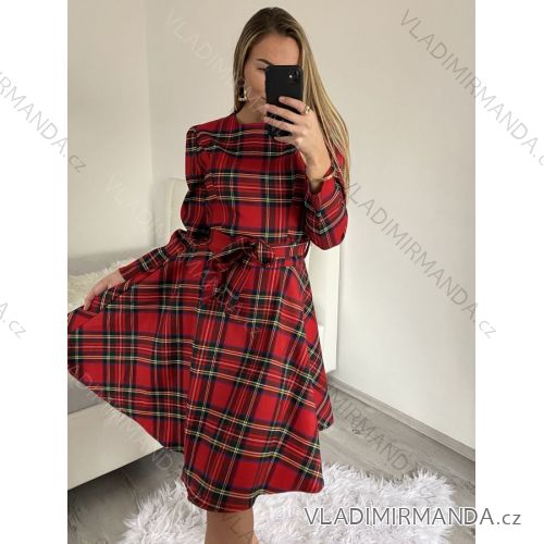 Šaty elegantní vánoční dlouhý rukáv dámské (S/M ONE SIZE) ITALSKÁ MÓDA IMM23M56238/DU