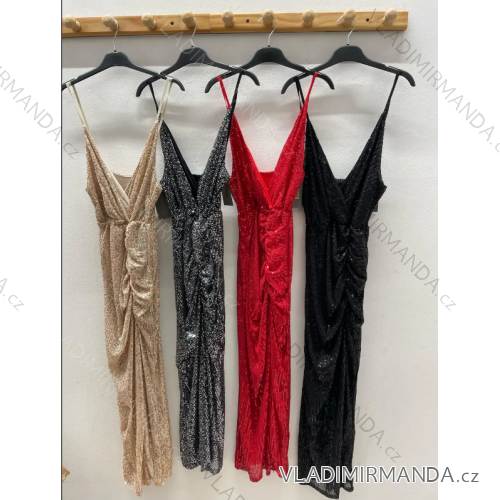 Šaty společenské flitrové na ramínka dámské (S/M ONE SIZE) ITALSKÁ MÓDA IMPDY23YX23099