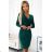 170-12 Lace dress with a neckline and long sleeves - green