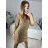 Šaty společenské třpytivé dlouhý rukáv dámské (S/M ONE SIZE) ITALSKÁ MODA IMM23M284A/DUR zlatá S/M