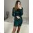 Šaty elegantné trblietavé s flitrami dlhý rukáv dámske (S/M ONE SIZE) TALIANSKA MÓDA IMWGB234057 smaragdová