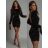 Šaty elegantné trblietavé s flitrami dlhý rukáv dámske (S/M ONE SIZE) TALIANSKA MÓDA IMWGB234057 smaragdová