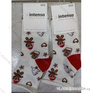 Ponožky vianočné veselé slabé dámske perníček (35-37, 38-40) POLSKÁ MÓDA DPP23381/DR