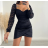 Šaty elegantní krajkové dlouhý rukáv dámské (S/M ONE SIZE) ITALSKÁ MÓDA IMPMD2331288/DU S/M Černá