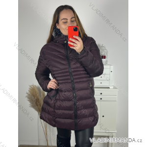 Bunda s kapucí dámská nadrozměr (4XL-8XL) BESS222251 vínová