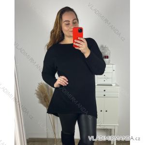 Svetr prodloužený oversize dlouhý rukáv dámský nadrozměr (3XL/4XL/5XL ONE SIZE) ITALSKá MODA IMHMS23BASIC/DU