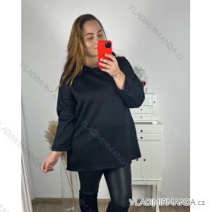 Tunika s kapucí dlouhý rukáv dámské nadrozměr (2XL/3XL/4XL) ITALSKá MóDA IMHMS23MILANO/DUR