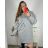 Women's Long Sleeve Hooded Sweatshirt Dress (S/M ONE SIZE) ITALIAN FASHION IMC22685 3xl / 4xl grey
