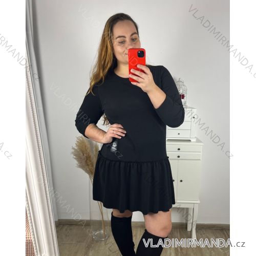 Šaty teplé dlouhý rukáv dámské nadrozměr (XL/2XL ONE SIZE) ITALSKÁ MÓDA IM423746