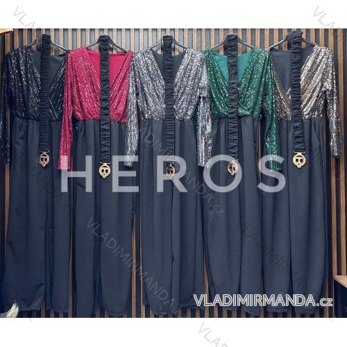 Women's Long Sequin Belted Long Sleeve Jumpsuit (S/M ONE SIZE) ITALIAN FASHION IMWCH234717