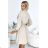 339-4 BINDY Feminines Kleid mit Ausschnitt und Gürtel – Beige