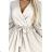 339-4 BINDY Feminines Kleid mit Ausschnitt und Gürtel – Beige