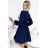 339-5 BINDY Feminine dress with a neckline and belt - navy blue