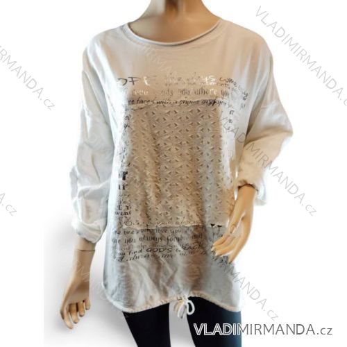 Tunika dlouhý rukáv dámská nadrozměr (XL/2XL ONE SIZE) ITALSKá MóDA IM424003/DR XL/2XL biela