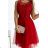 522-3 CATERINA Feminine dress with guipure and delicate tulle - red