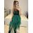 Women's Long Chiffon Short Sleeve Dress (S/M ONE SIZE) ITALIAN FASHION IMWGS231048 S/M Emerald