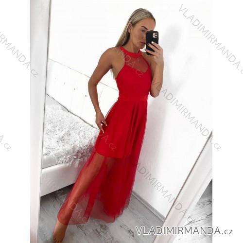 Elegant formal dress with straps for women (S / M ONE SIZE) ITALIAN FASHION IM321576 Colour   red Size   S/M