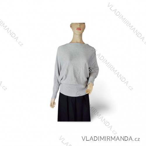 Women's Light Knitted Long Sleeve Sweater (L/XL ONE SIZE) ITALIAN FASHION IM723GALA S/M light grey