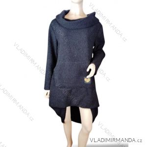 Šaty mikinové dlouhý rukáv s kapucí dámské (S/M/L ONE SIZE) ITALSKÁ MÓDA IM424008