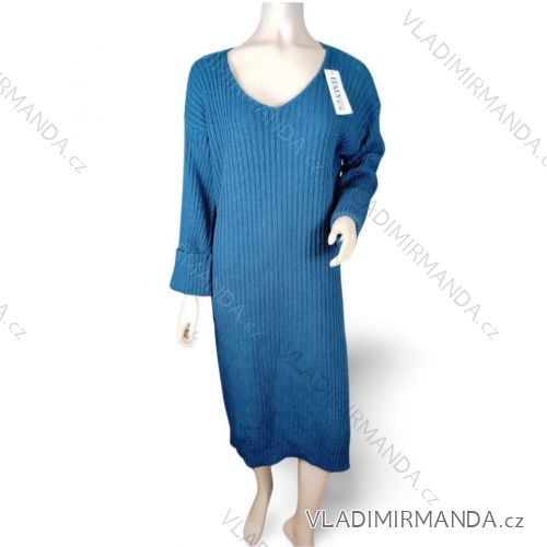 Šaty pletené dlouhý rukáv dámské (L/XL ONE SIZE) ITALSKá MóDA IMC23483