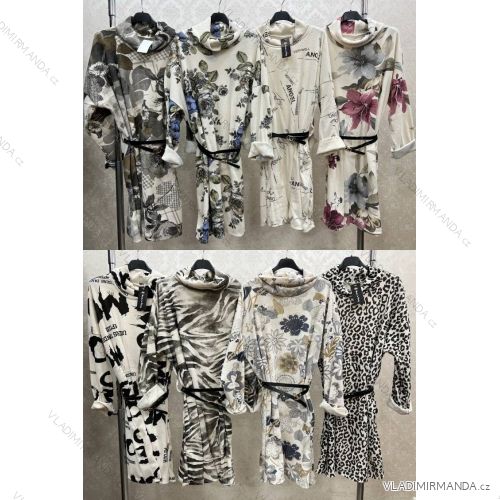 Šaty mikinové s rolákom a opaskom dlhý rukáv dámske (S/M/L ONE SIZE) TALIANSKA MÓDA IMWKK24003