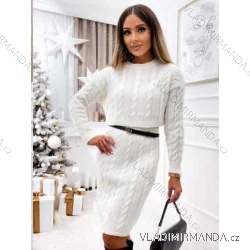 Women's Long Sleeve Knitted Dress (S/M ONE SIZE) ITALIAN FASHION IMWAK23CL5019