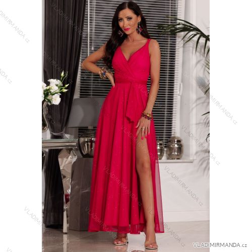 Women's Strapless Long Satin Party Dress (34-42) POLISH FASHION PMLEL24NATHALIE red 42