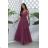 Women's Strapless Long Satin Party Dress (34-42) POLISH FASHION PMLEL24NATHALIE purple 42