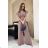 Women's Plus Size (42-46) Long Elegant Party Sleeveless Dress POLISH FASHION PMLBC23265-10 34 Brown