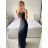 Šaty spoločenské dlhé trblietavé na ramienka dámske (S/M ONE SIZE) TALIANSKA MODA IMM23M51395/DU -   tyrkysová -   S / M