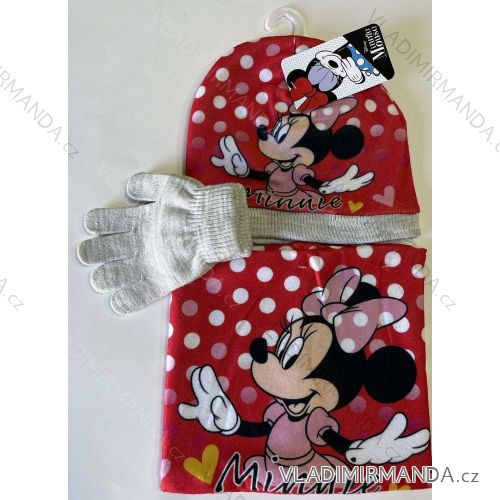 Souprava čepice, nákrčník a rukavice zimní prstové minnie mouse dětská dívčí (ONE SIZE) SETINO HW4033