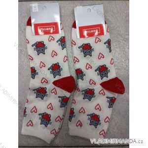 Ponožky valentýnské veselé slabé dámské kočka (37-41) POLSKÁ MÓDA DPP24005