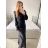 Women's Long Long Sleeve Party Dress (S/M ONE SIZE) ITALIAN FASHION IMM23056 black S/M