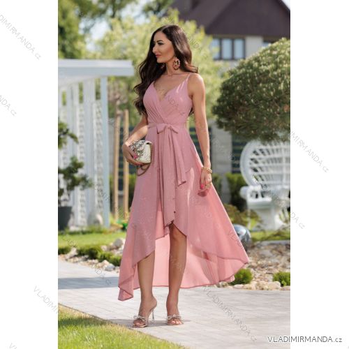 Women's Strapless Long Satin Party Dress (34-42) POLISH FASHION PMLEL24NATHALIE pink 40