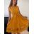 Šaty elegantní letní bez rukávu dámské (S/M/L ONE SIZE) ITALSKÁ MÓDA IMHMS23NELA/DU - Barva   oranžová - Velikost   M/L