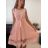 Šaty elegantné letné bez rukávov dámske (S/M/L ONE SIZE) TALIANSKA MÓDA IMHMS23NELA/DU - Farba   svetlo ružová - veľkosť   M / L