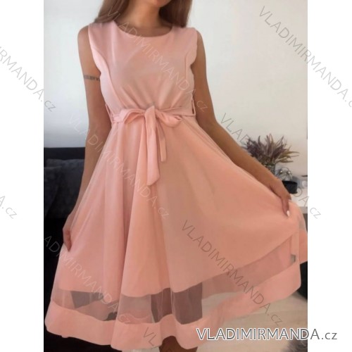 Šaty elegantné letné bez rukávov dámske (S/M/L ONE SIZE) TALIANSKA MÓDA IMHMS23NELA/DU - Farba   svetlo ružová - veľkosť   M / L
